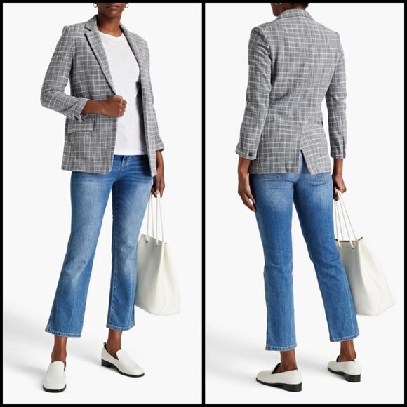 💕RAG & BONE💕 Ames Deconstructed Check Tweed Relaxed Fit Blazer Grey 8 NWT - Picture 1 of 16